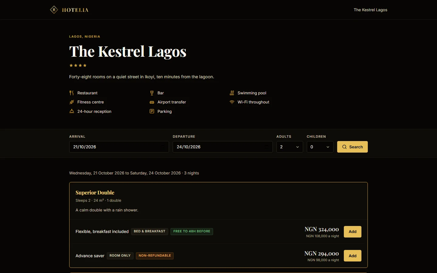 A hotel's own booking site