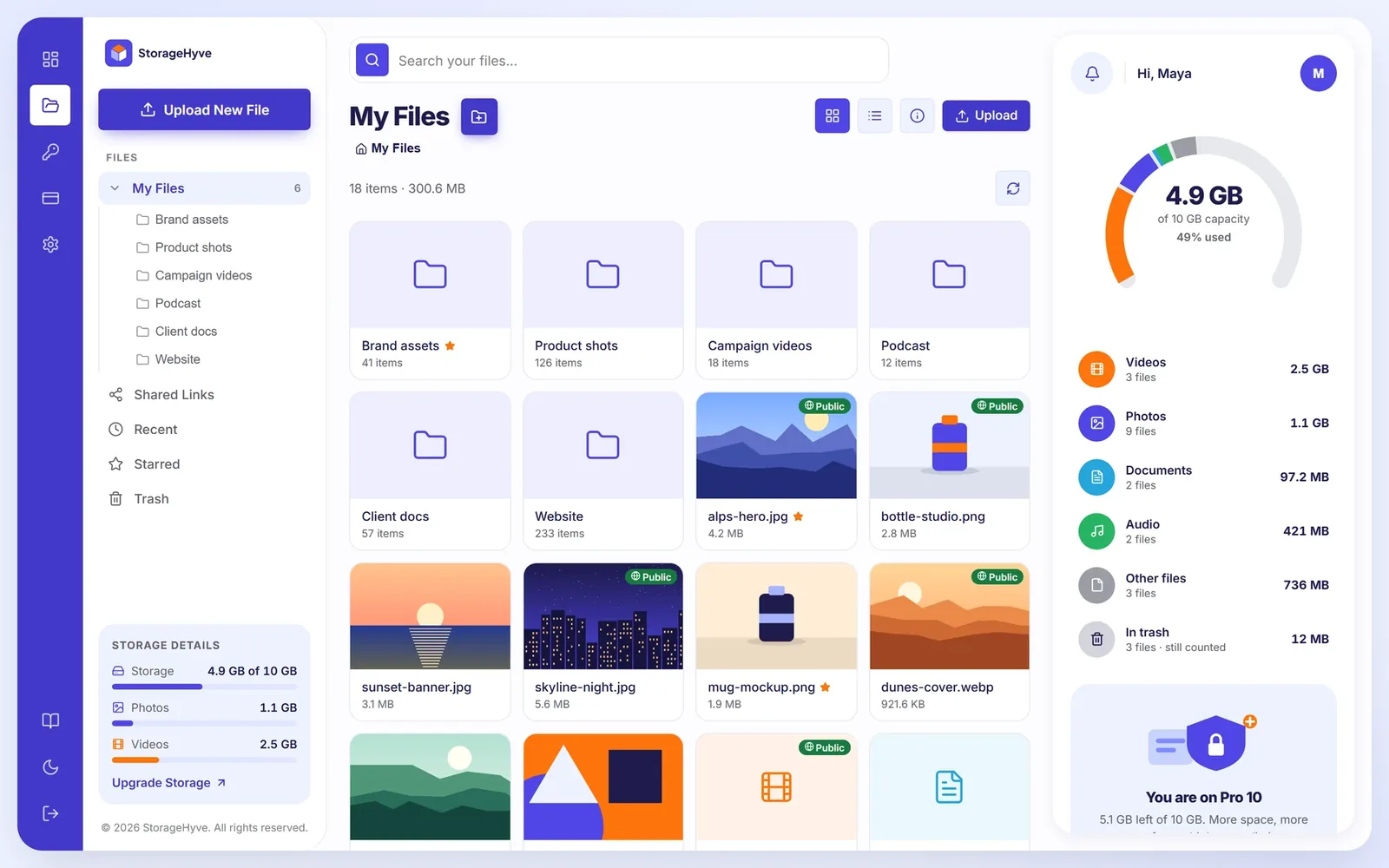 Files in a grid with image previews