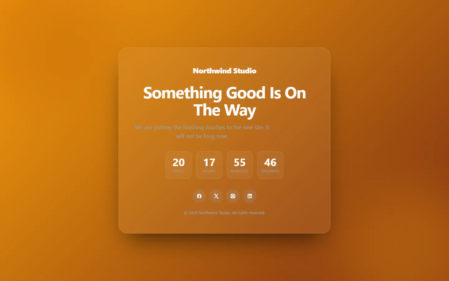 Midnight coming soon template with a running countdown