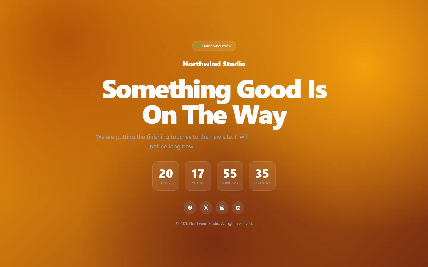Startup coming soon template with an oversized headline