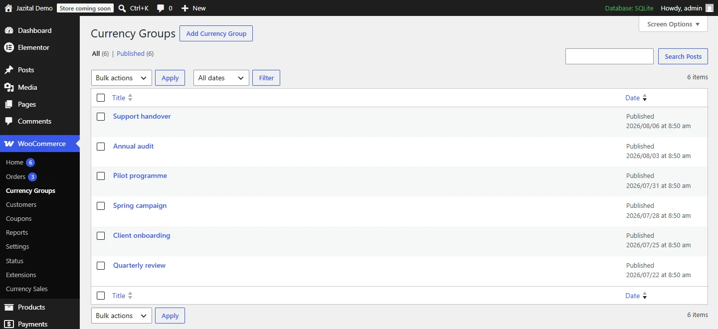 Currency groups in WooCommerce