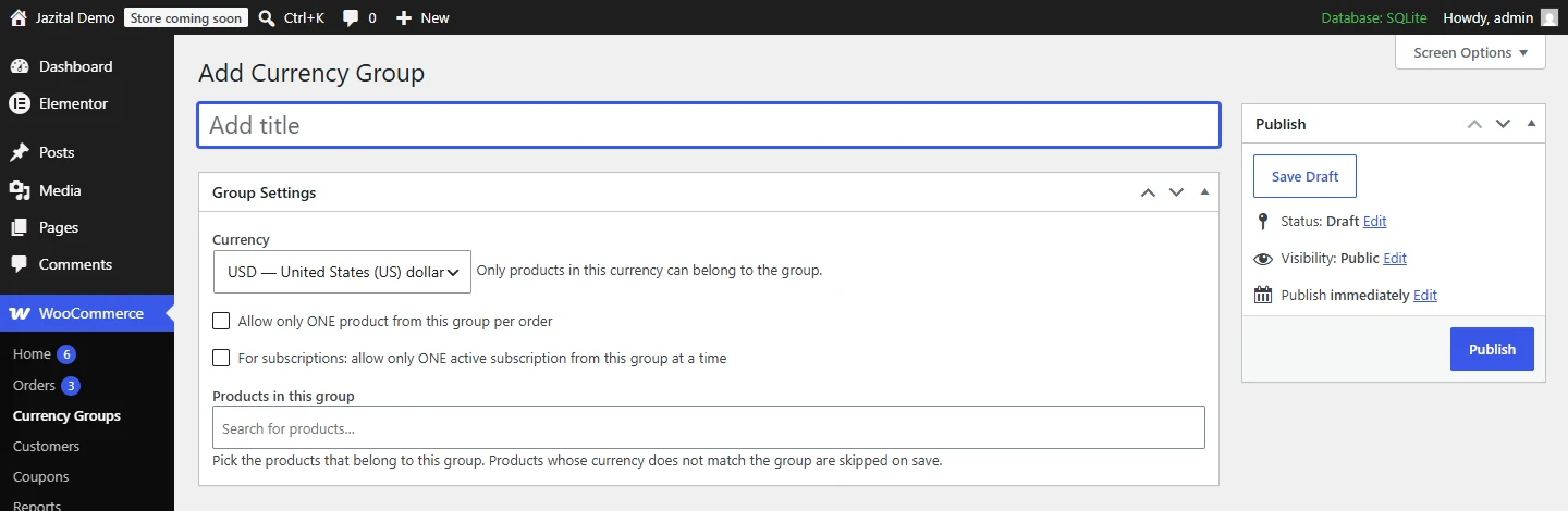 WooCommerce multi-currency plugin: adding a currency group