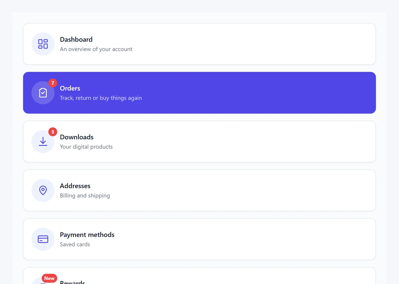 Accordion layout for the WooCommerce My Account page