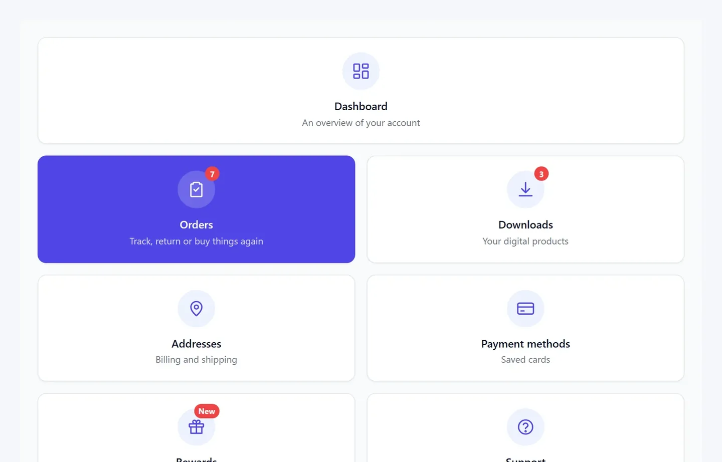 Grid layout for the WooCommerce My Account page