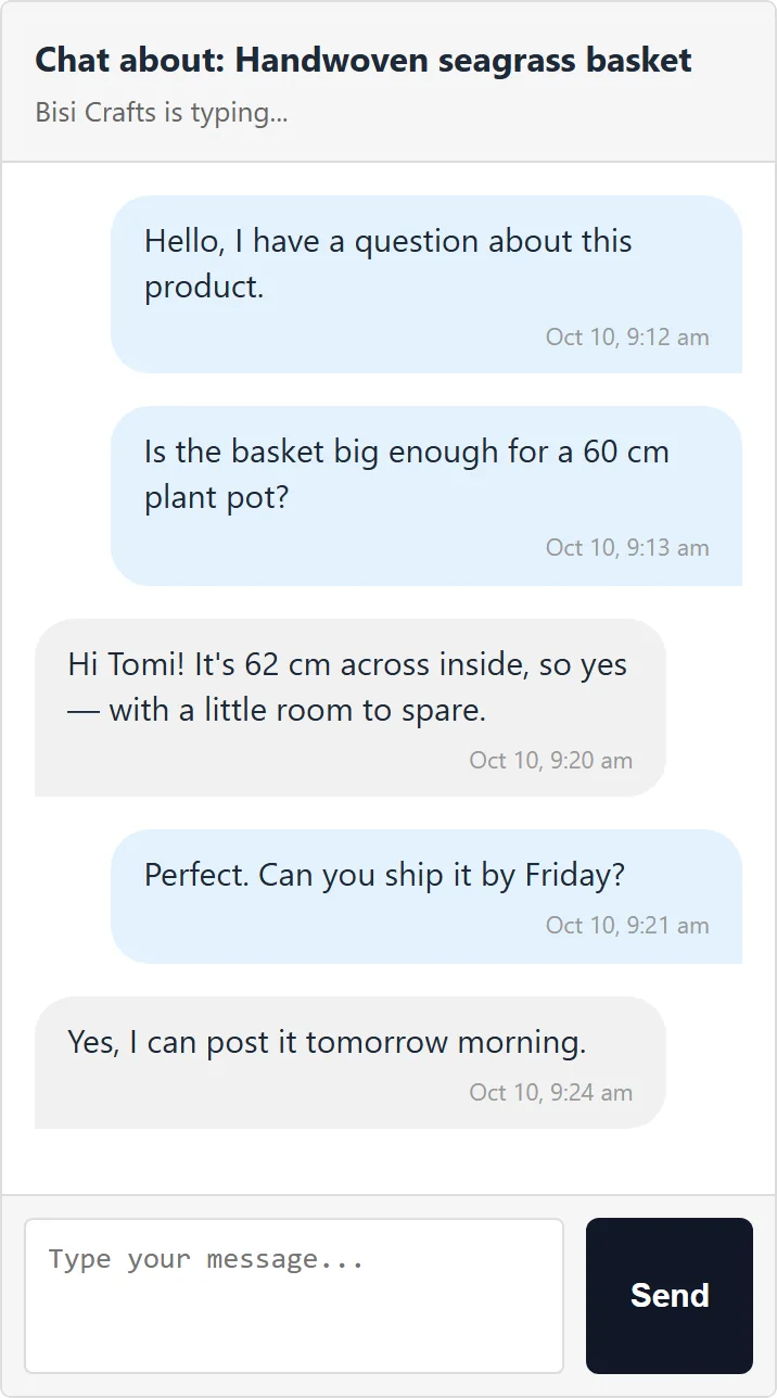 The conversation in My Account on a phone