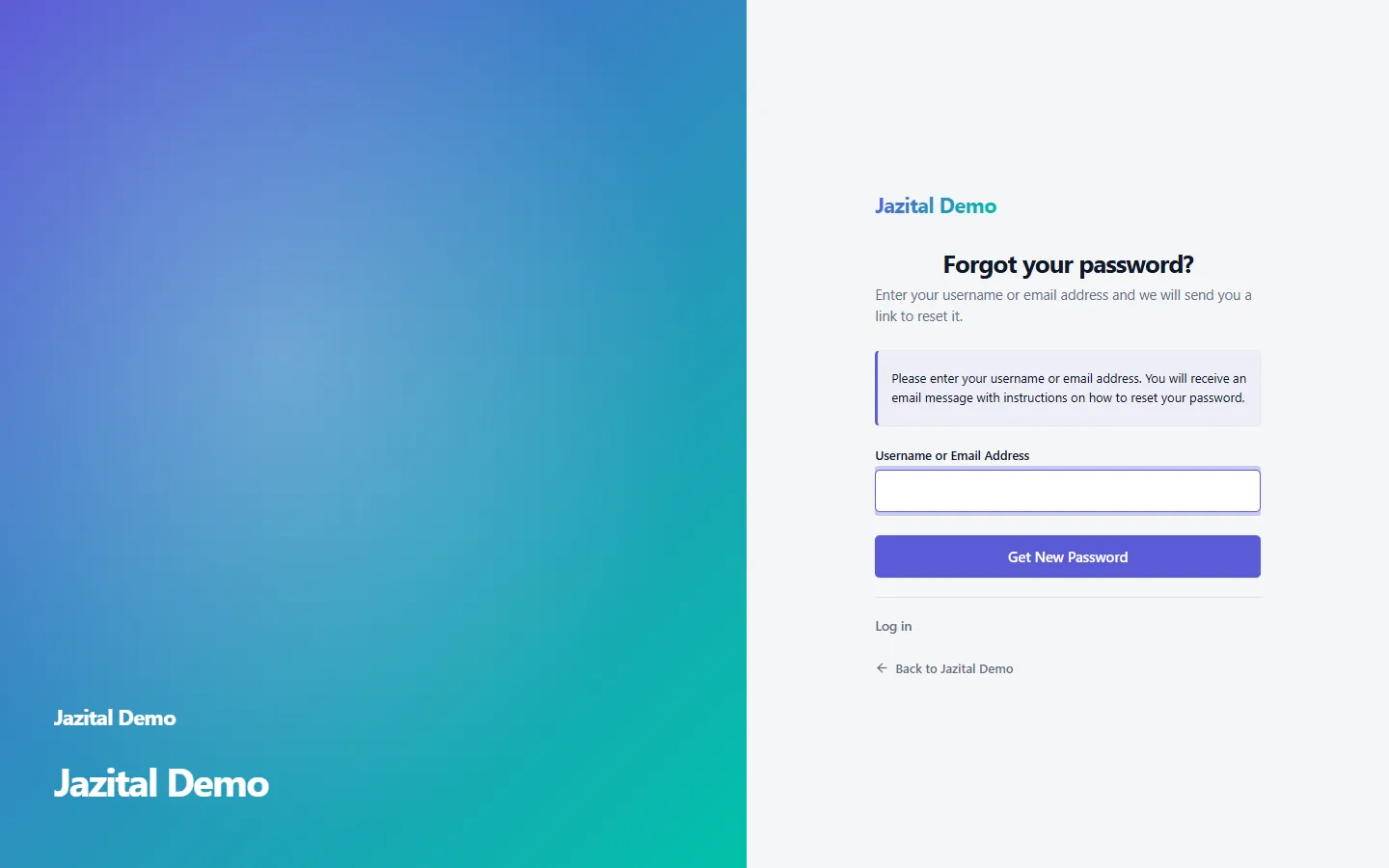 Custom WordPress lost-password page with a brand panel